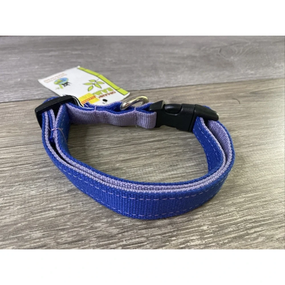 Wagging Green Eco Hip Bamboo Dog Collar Medium Blue Purple Organic NWT